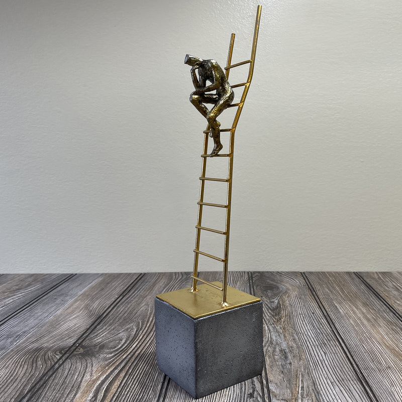 The Great Thinker Handmade Home Decor Statue On Ladder