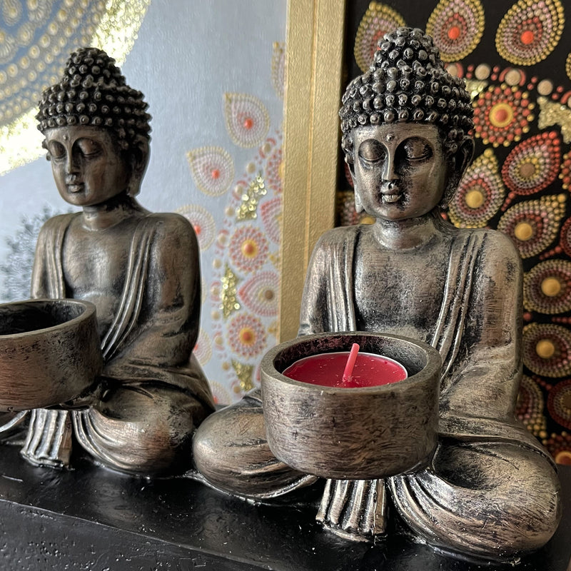 Buddhas Meditating Tealight Candle Holder