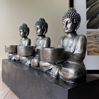 Buddhas Meditating Tealight Candle Holder