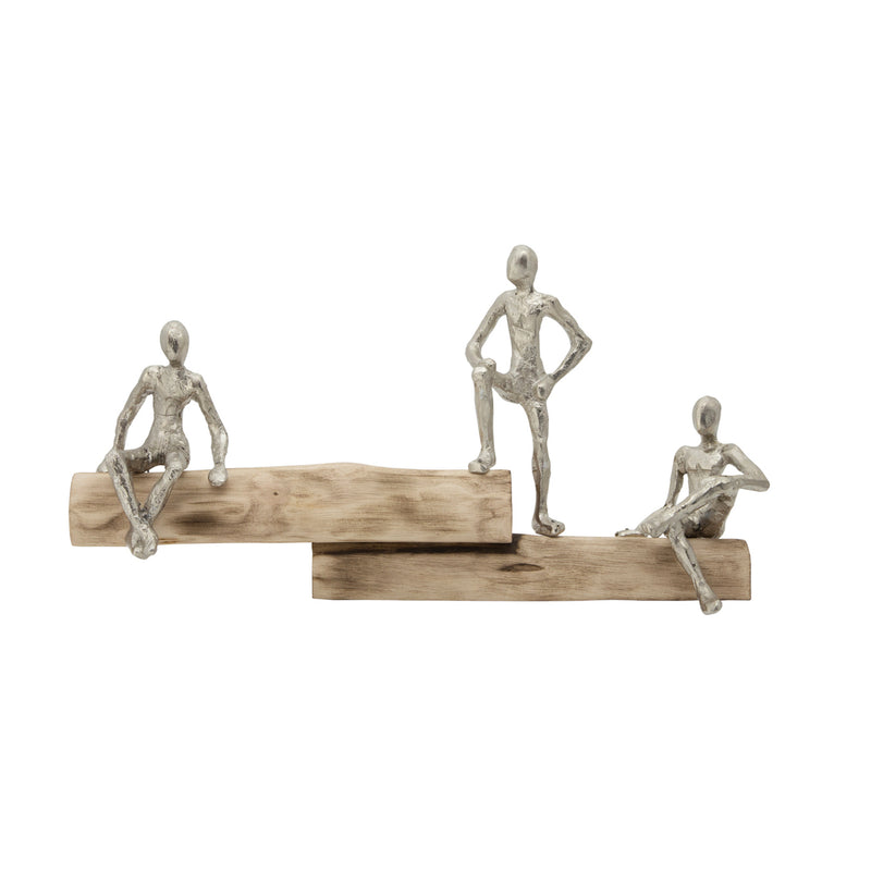Handmade Three Man On Logs Decorative Statue