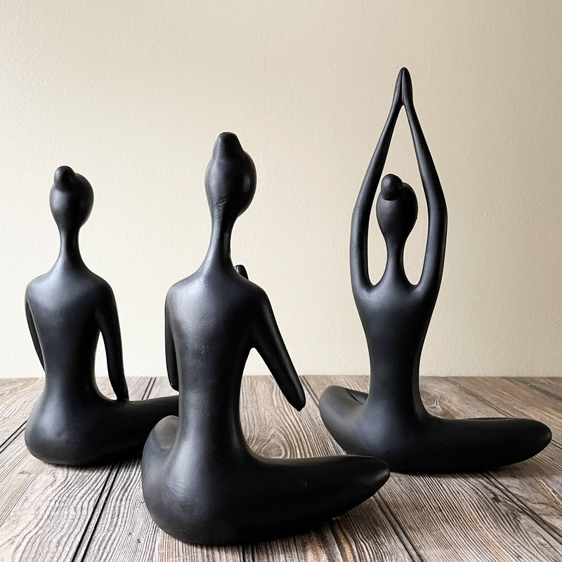 Handmade Yoga Ladies Spiritual Figurines Set Back View