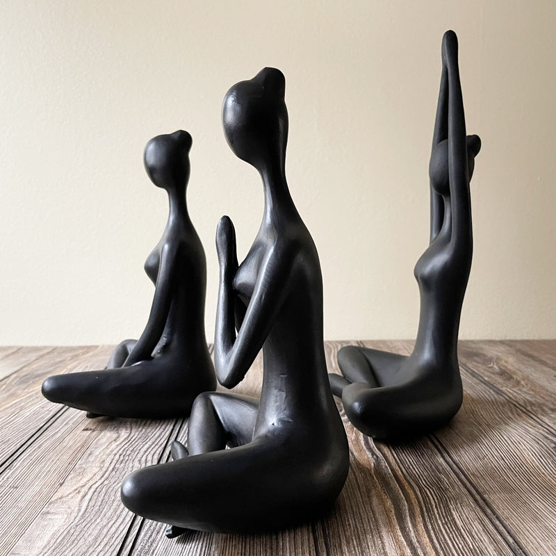 Handmade Yoga Ladies Spiritual Figurines Set Side View