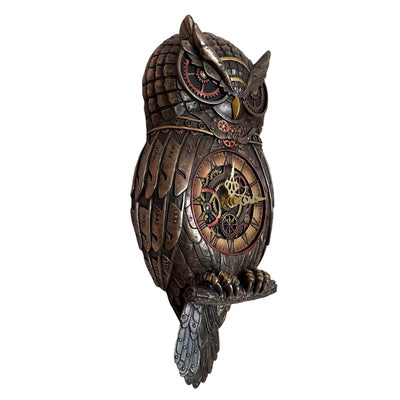 Steampunk Owl Wall Clock With Tail Pendulum