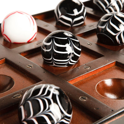 Tic Tac Toe Table Game With Glass Marbles