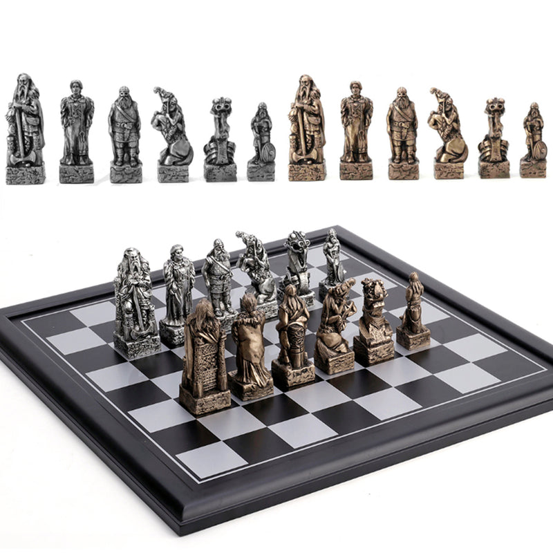 Nordic Viking Chess Set With Wooden Board