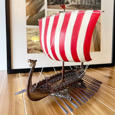Decorative Handmade Viking Dragon Longboat