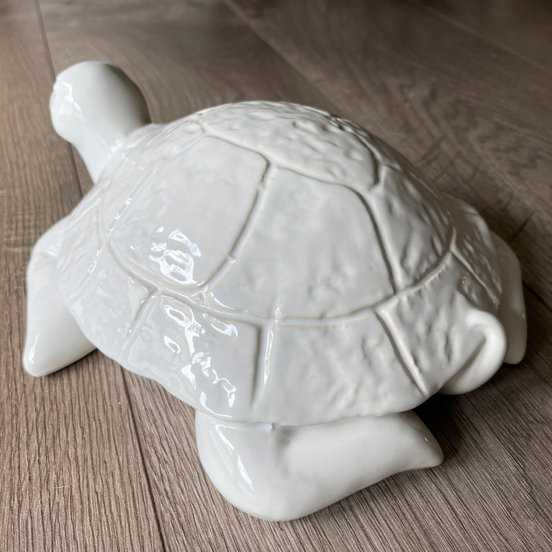 Handmade White Turtle Ceramic Home Decor back