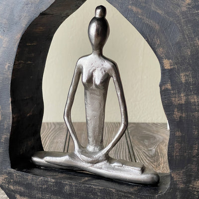 Decorative Handmade Yoga Lady Statue Decor Close Up Front