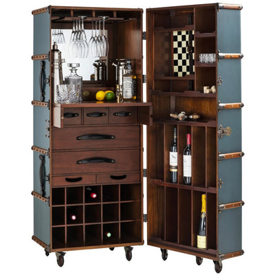 Space-saving leather bar trunk