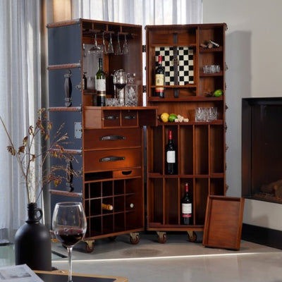 Portable Handmade Home Trunk Bar Cabinet